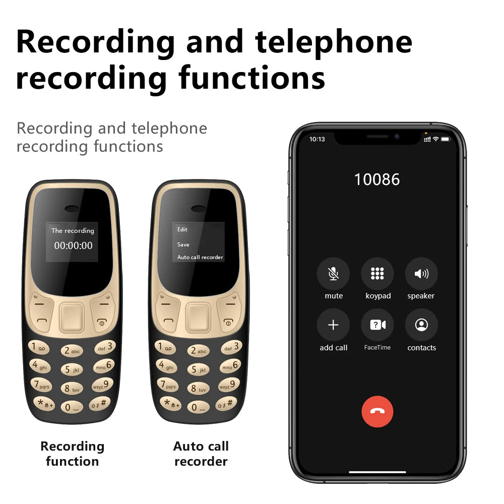 SERVO BM10 Super Mini Mobile Phone Dual SIM Magic Voice Dial Bluetooth Earphone Auto Call Recording Blacklist Mp3  2G Cellphones