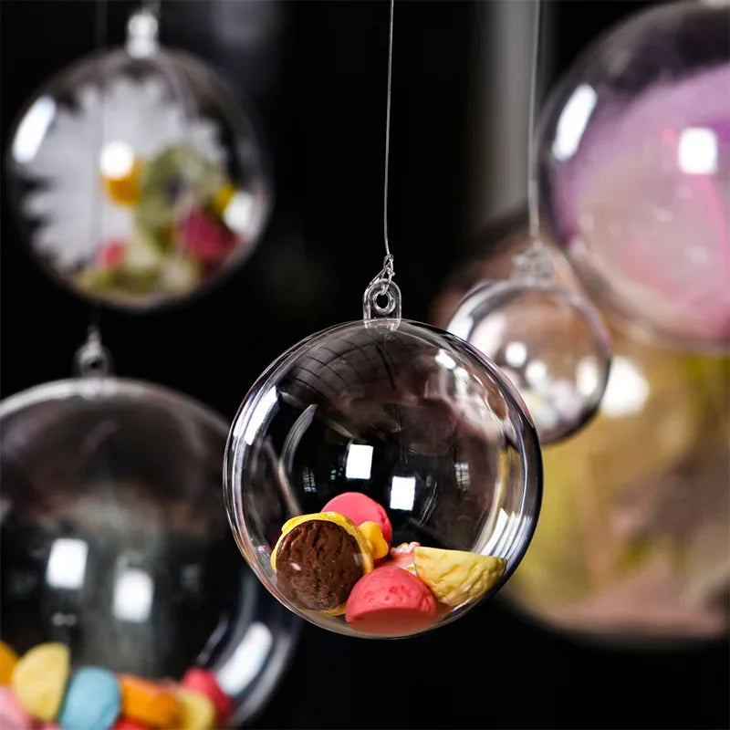 Wholesale Transparent DIY Plastic Ball Filling Decorative Hanging Ornaments Christmas Tree Open Ball Box Gifts for Wedding Party