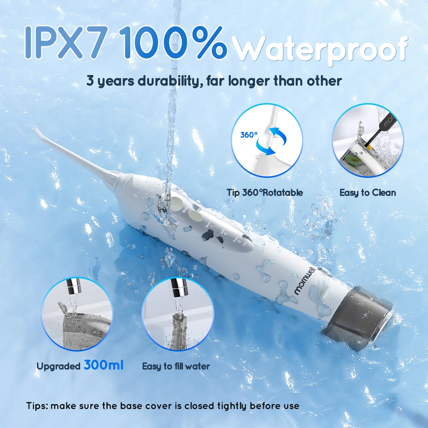 Water Dental Flosser Cordless Oral Irrigator with 300ml 5 Tips 4 Modes USB Charger Portable Travle Irrigation Dental Cleaner