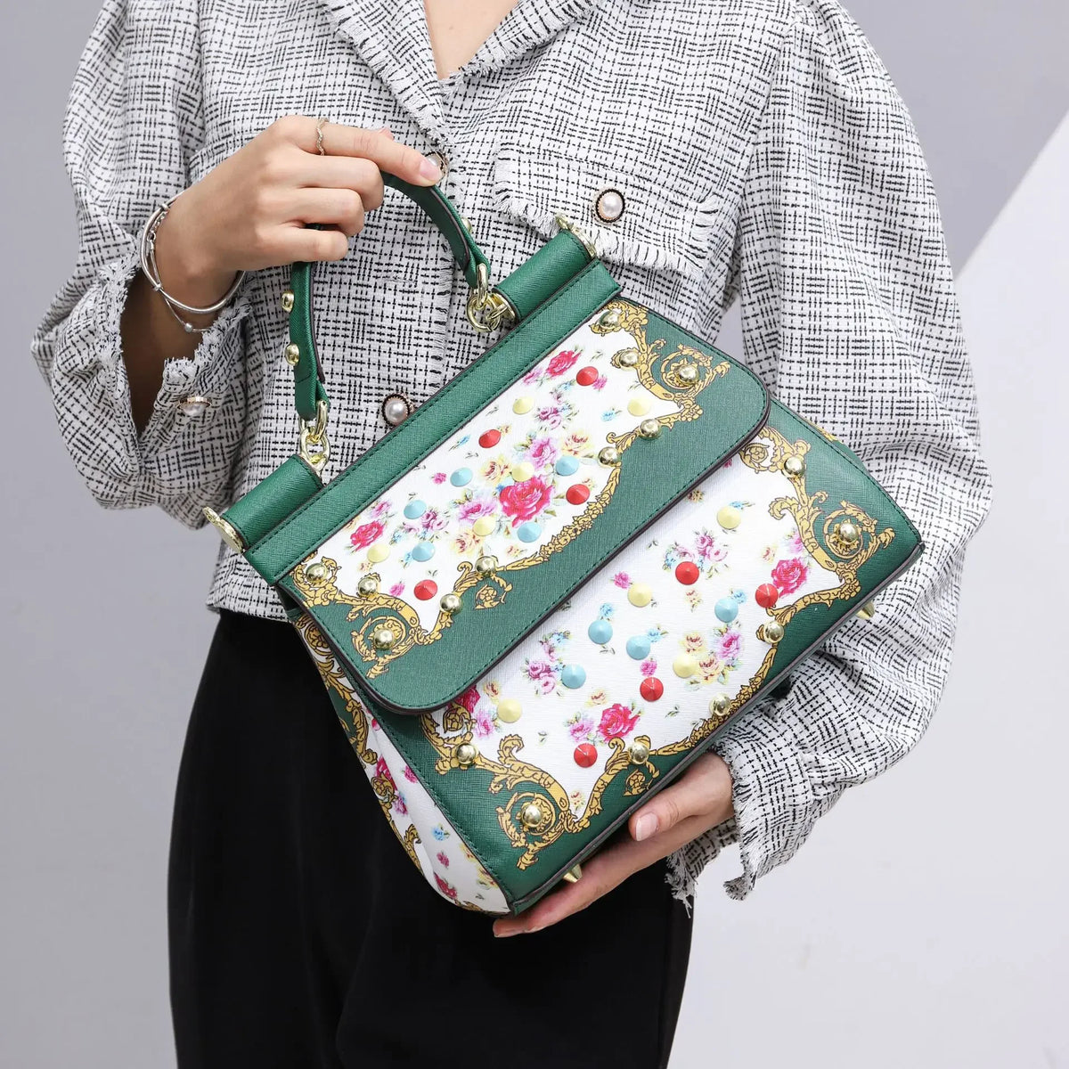 Luxury Women Bags Leather Vintage Painting Art Purse Handbags Girl Shoulder Bag Fashion Cross Body Messenger Bag Female Totes