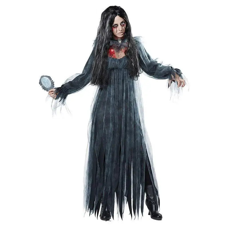 Halloween Costumes Cosplay Costumes Ghost Bride Witch Vampire Performance Game Clothes Women Dress Scary Demon Medieval Cloak