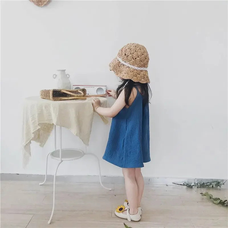 Cute Cotton Baby Dresses One-piece Summer Beach Sundress Muslin Dress for Girls Christening Carnival Costume Baby Newborn Items