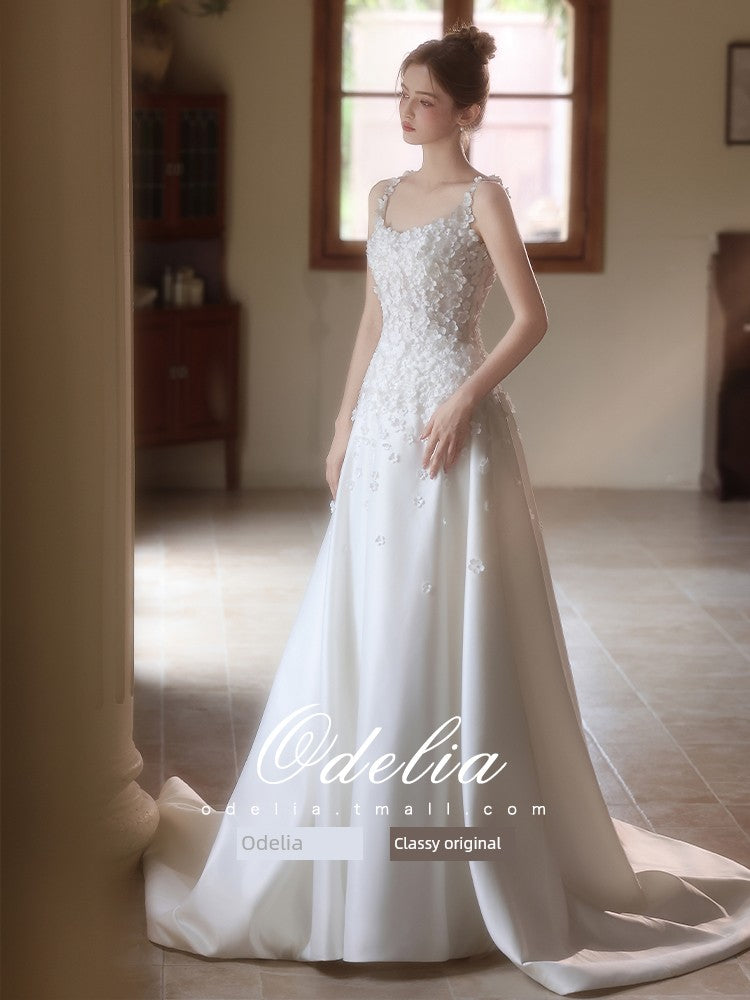odelia "Mysterious Garden" 2025 New arrival Light Weddings Bride Gauze French Satin Minimalist Light