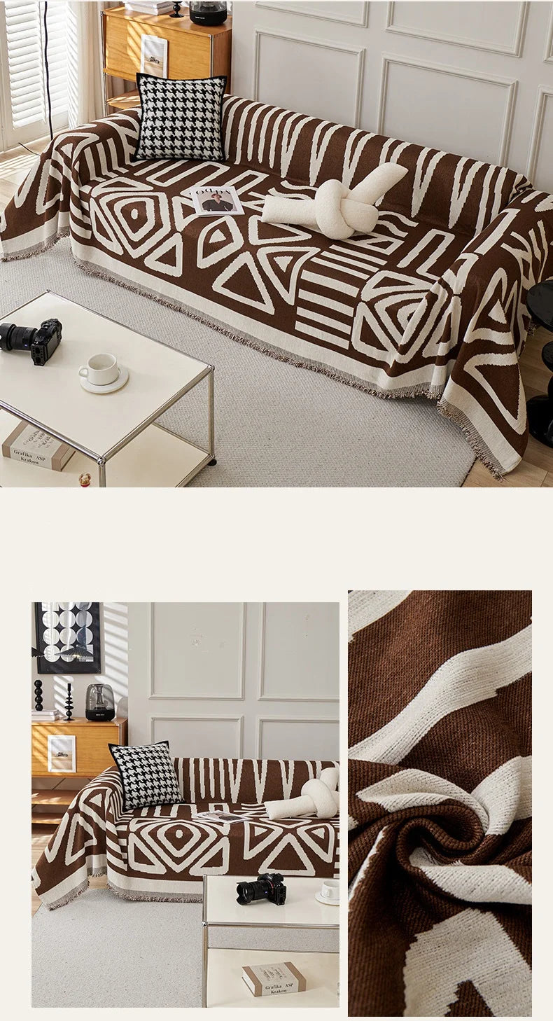 Bohemia Jacquard Slipcover Chenille Sofa Cover with Tassels Sofa Towel Living Room Camping Multipurpose Blanket Furniture Decor
