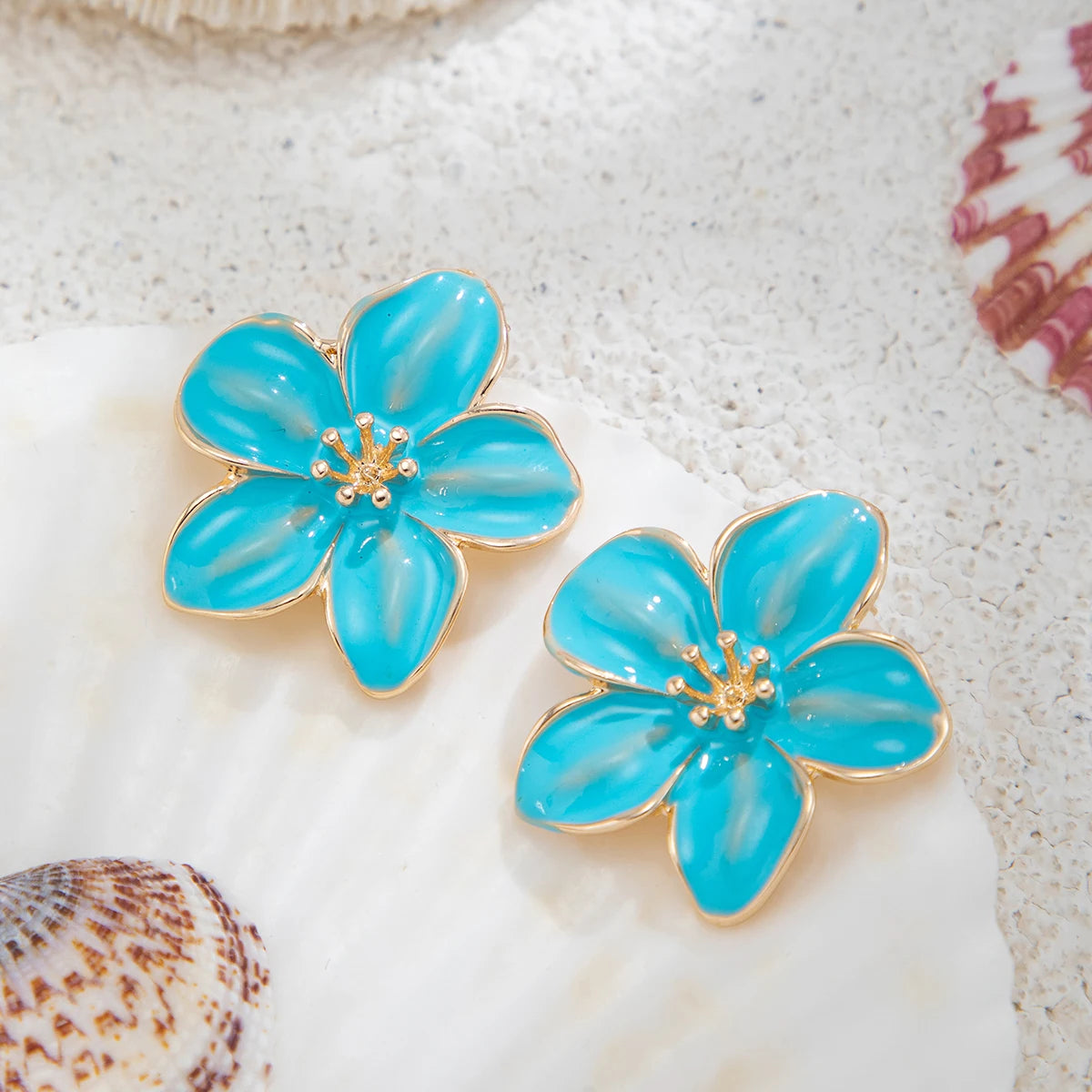 Ingemark Boho Y2K Colorful Drip Oil Petal Flower Stud Earrings Women Sweet Exquisite Piercing Earrings Bridal Aesthetic Jewelry