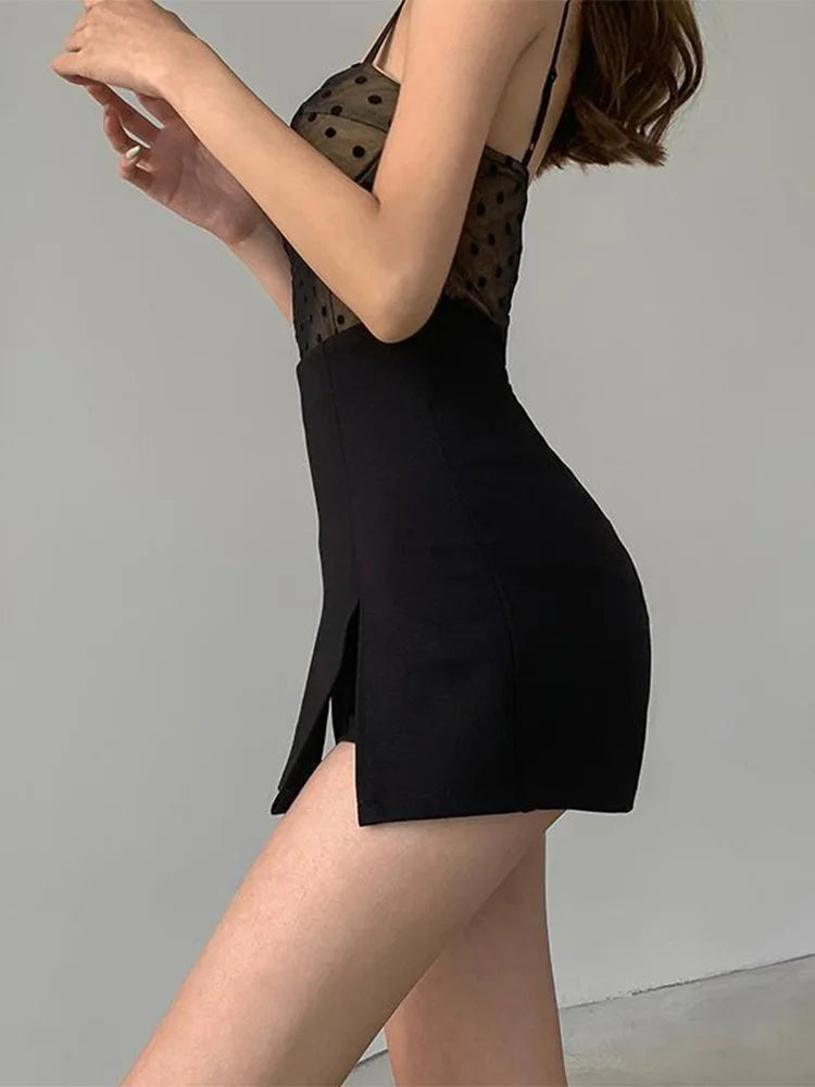 Sexy Split Shorts Skirt Women's Office Ladies Suit Skirt Summer New Black Mini A-line Pants Skirt High Waist Wide Leg Shorts