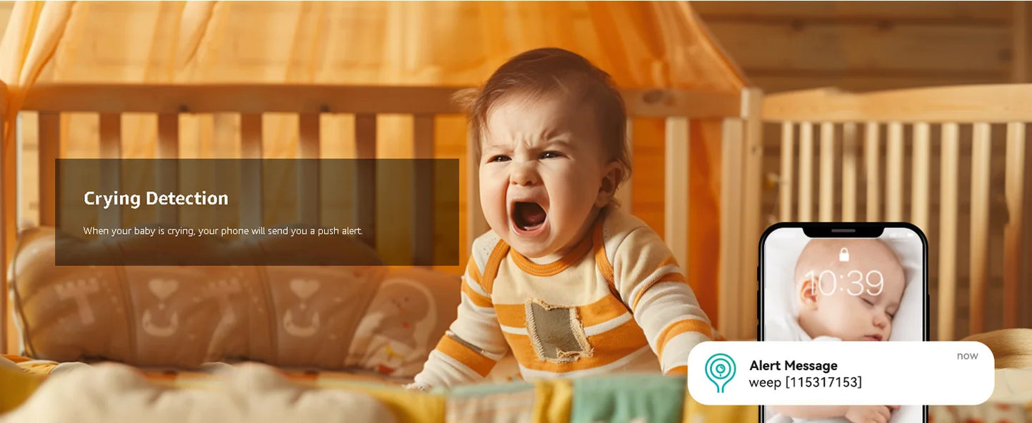 2K Baby Monitor Surveillance Camera Dual-frequency Crying Machine Indoor Safety Protection Remote Monitoring Voice Intercom