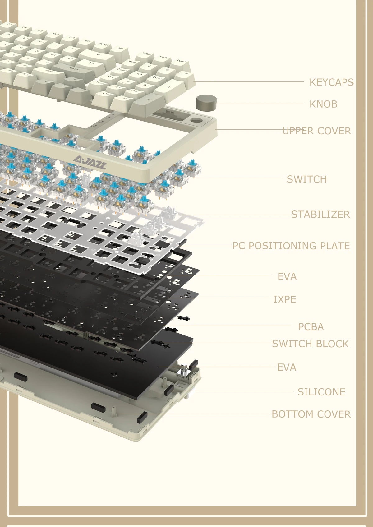 Ajazz AK992 Wired keyboard Backlight Keyboard Mechanical Gaming keyboard for Computer Office Gaming