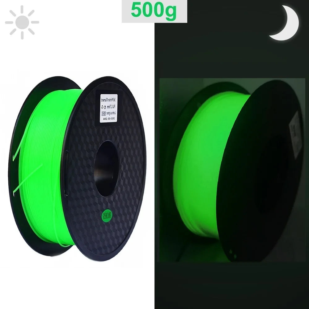 3D Printer Filament Glow In The Dark PLA 1.75mm 1kg 250g Luminous Filament PLA Blue Green Plastic Material Clear For FDM Printer
