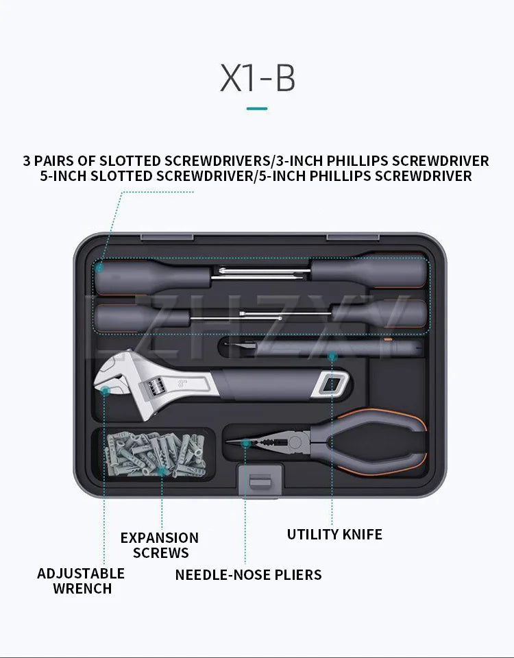 X9-ABCDEFGHI Household Electric Combination Tool Box Layered Free Combination for DIY Hand Tools and Home Repair Tools