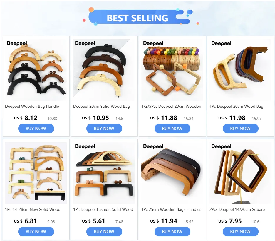 1/2Pcs Deepeel 14cm Wooden Purse Handle Colored Beads Mini DIY Bag Frame Kiss Women Handbag Closure Clasp Handmade Accessories
