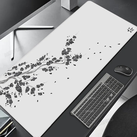 Japan Cherry Blossom Mouse Pad Gray Laptops Gaming Deskmat Sakura Mousepad Anime Office Carpet Gamer Keyboard Computer Desks