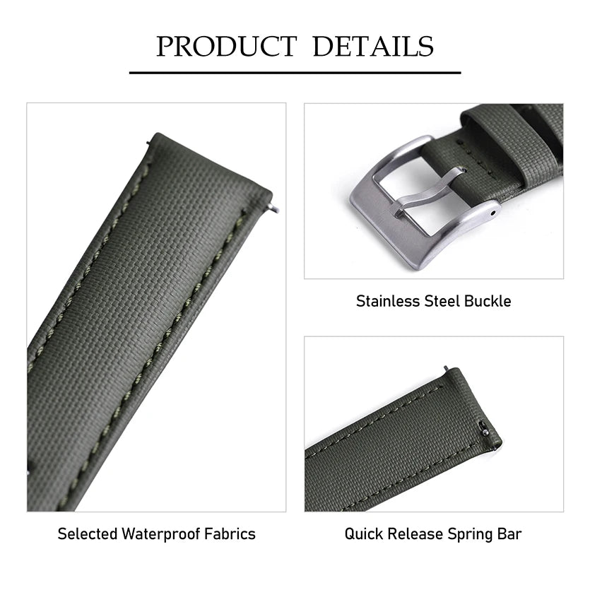New D-elugs Waterproof Sailcloth Watch Strap 20mm 22mm Fabric Nylon Leather Watch Band For Omega/Seiko Belt Quick Release Strap