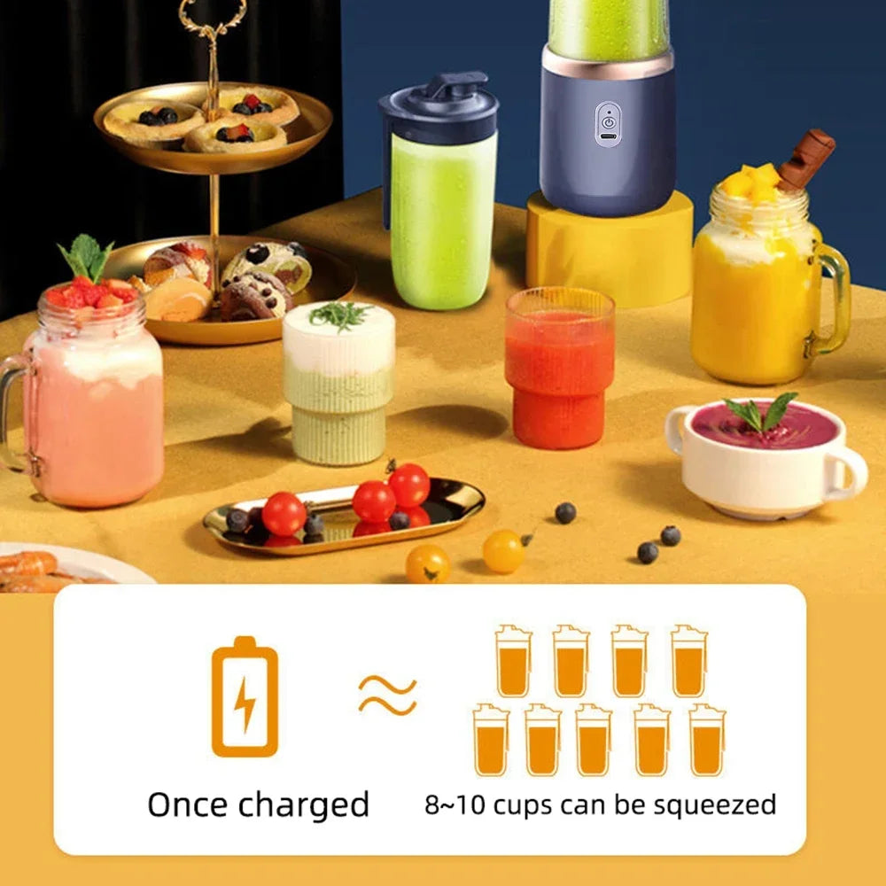 6 Color 400ml Portable USB Blender Electric Travel Juicer Cup For Smoothie Milkshake Kitchen Mini Mixer Tool