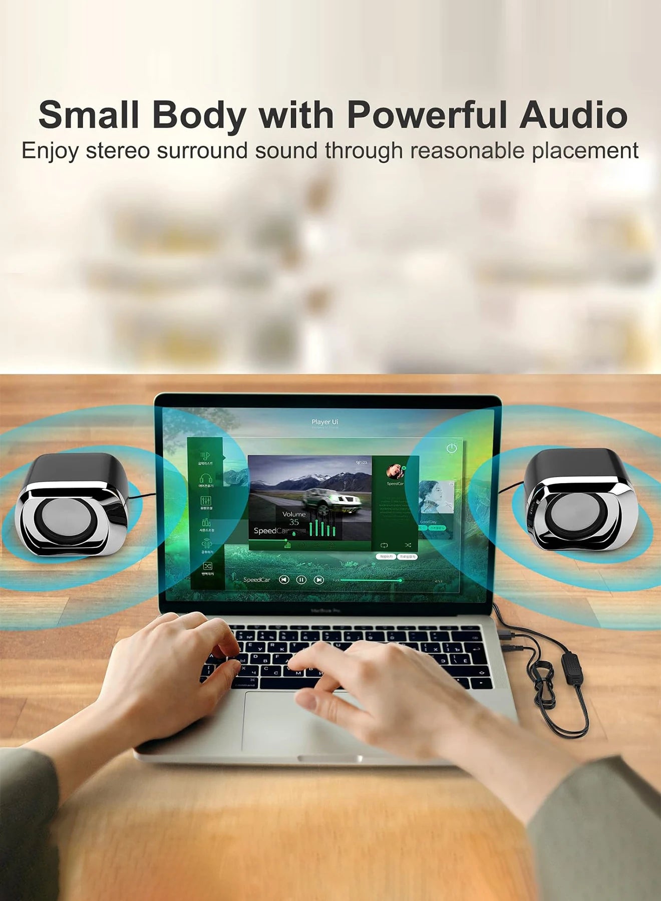 Computer Speaker - Compact and Delicate Laptop Speakers with Volume Control and 3.5 Mm Audio Plug, USB-Powered Desktop Speaker