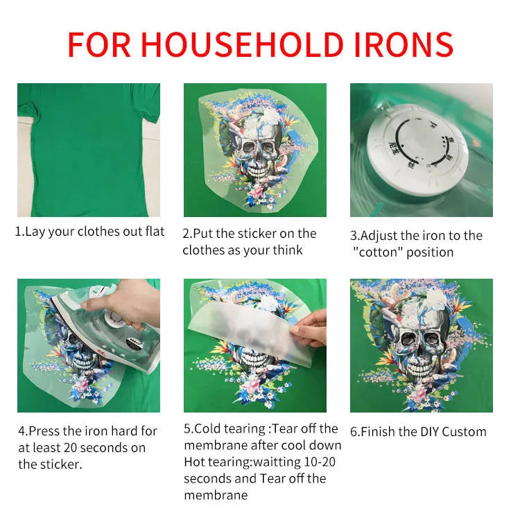 Beetle Dinosaur Rainbow Flower heat transfer iron on printing vinyl stickers T-shirt stickers DIY Toy doll clothing decoration