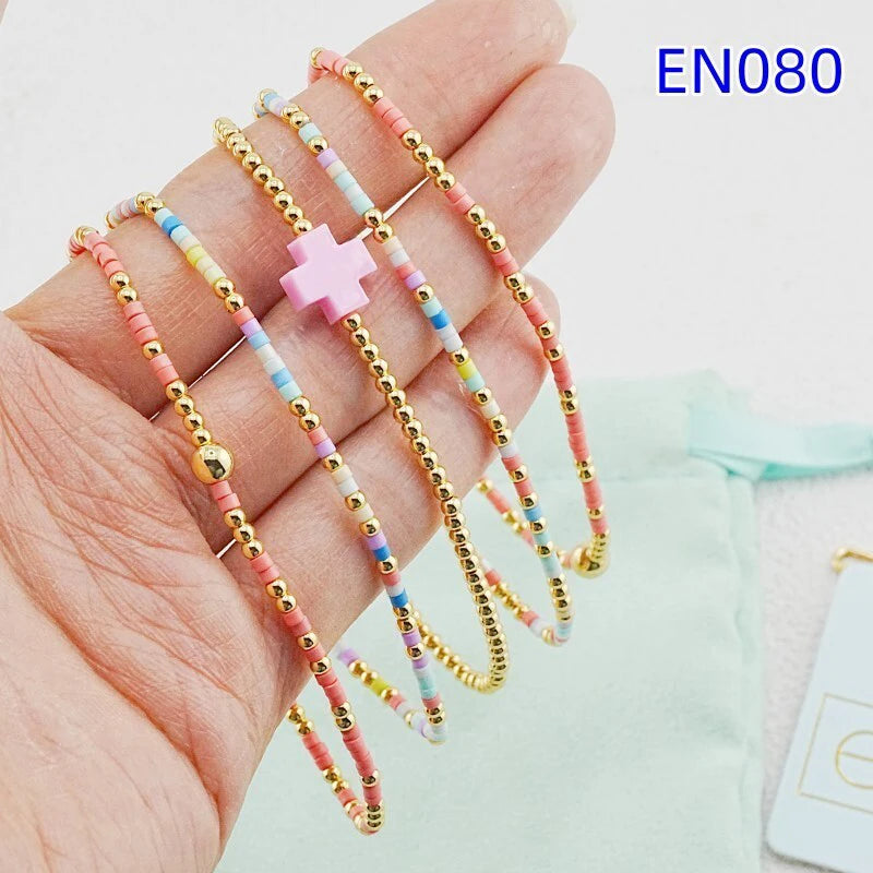 VKVVA Fashion Jewelry Pink Cross Gold-plated Bracelet Set total 5pcs Women Birthday Gifts, Unique Gift