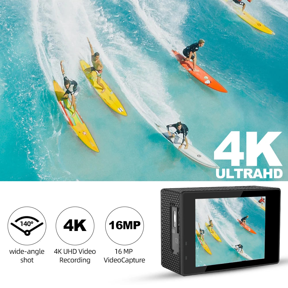 Action Camera Ultra HD 4K30FPS 16.0MP Wi-Fi 2.0" Screen 170D DVR Webcam Underwater 30M Helmet Video Recording Sport Camera