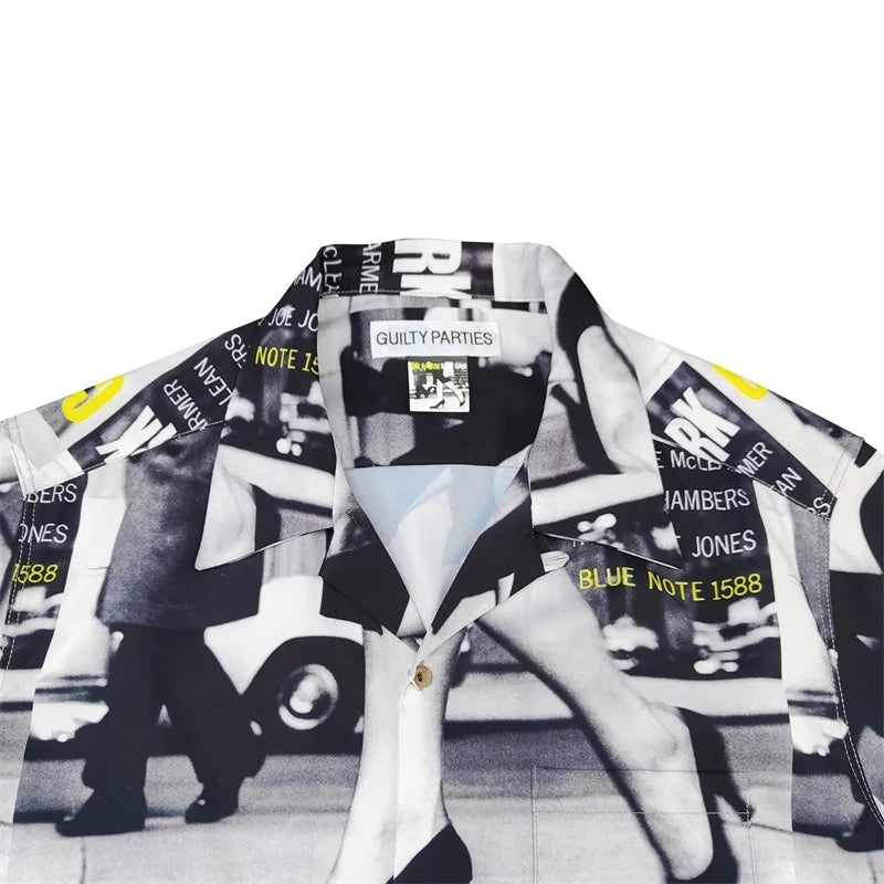 High-end Summer WACKO MARIA Solid Color Cursive wackomaria Embroidery Logo Simple Hawaii Short Sleeve Shirt