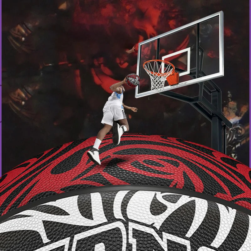 Veidoorn Rose Pattern Basketball Stylish Floral Design Outdoor/Indoor Sports Ball for Men and Women Rubber Ball