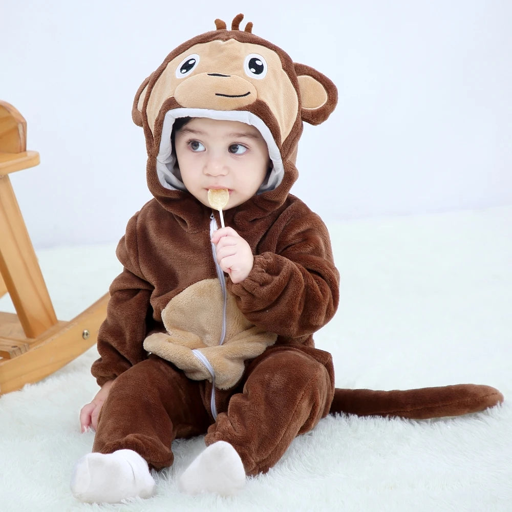 Baby Kigurumi Dragon Cow Monkey Animal Cosplay Costume Baby Girl Pajamas Winter Plush Jumpsuit for Toddler Boys 1 to 2 3 4 Years