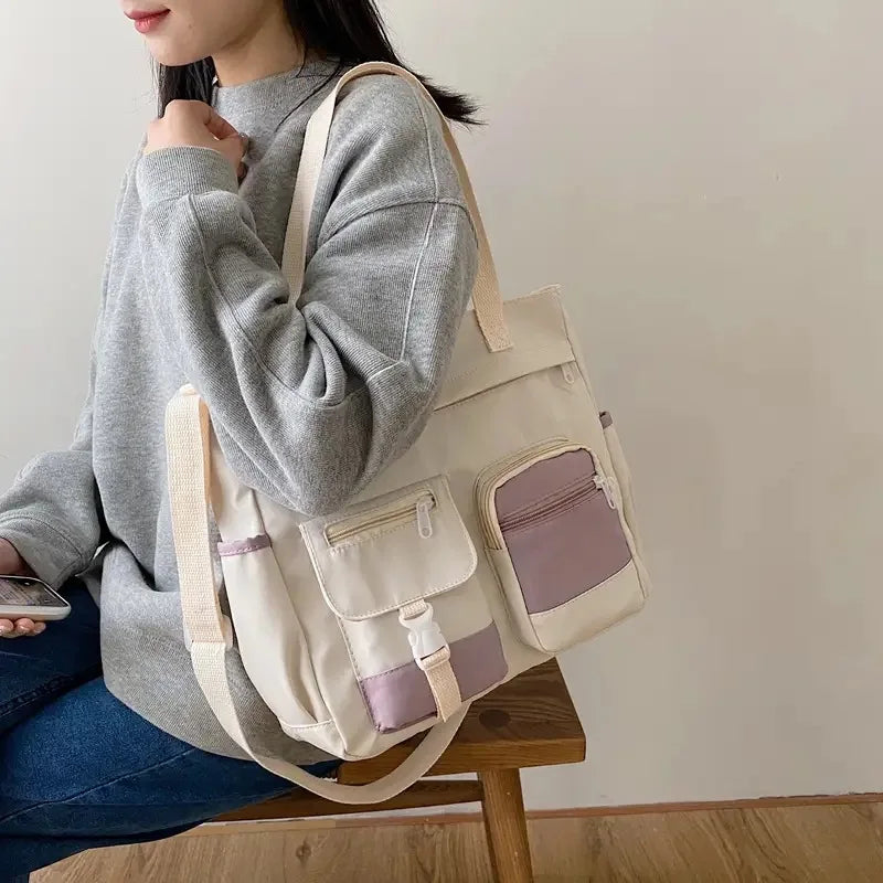 Canvas Handbags Messenger Bags for Women Waterproof Nylon Tote Shoulder Bag Oxford Ladies Handbag Crossbody Bag Girl Satchels