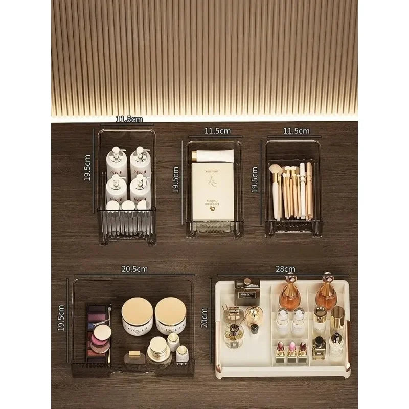 High End Makeup Storage Box - 3-Layer Minimalist Lipstick Drawer Cabinet Organizer