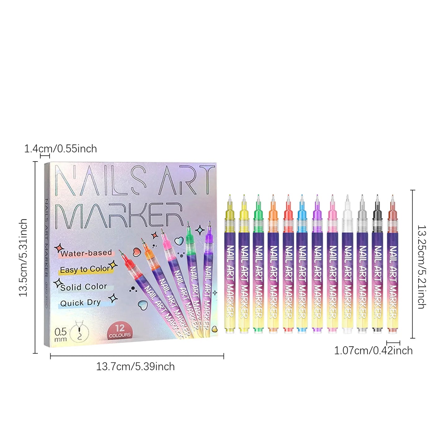 Multi-Color DIY Nail Art Pens Line Drawing and Detailing Tools for Nail Art Ideal for Manicure Nail Designs and DIY Nail Art Kit