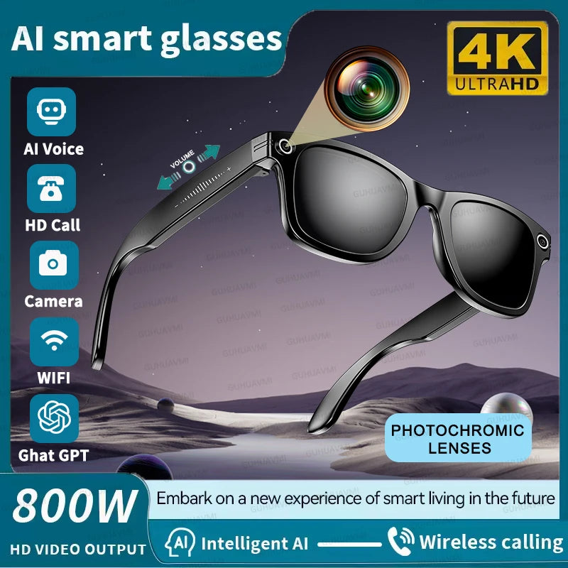 2025 AI Smart Glasses with 8MP Camera Video Recording 100+ Languages Translation Sunglasses Bluetooth Call Music Play Men Women
