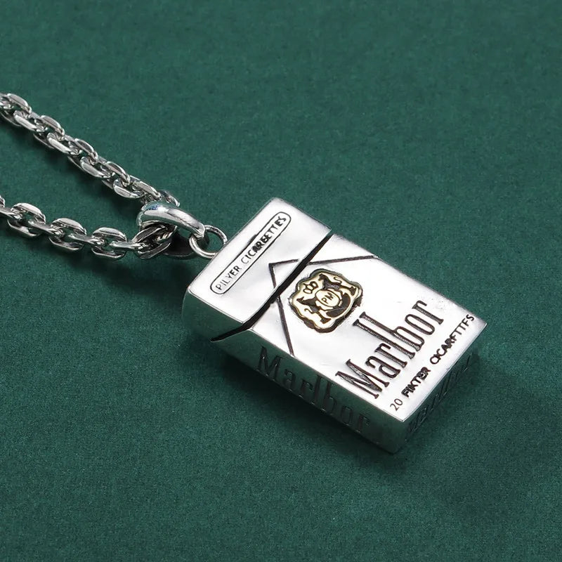 Necklace Pendant Pure 925 Sterling Silver Creative Cigarette Box Model Luxury Fine Jewellery Women Men 2025 St Valentine Day P41