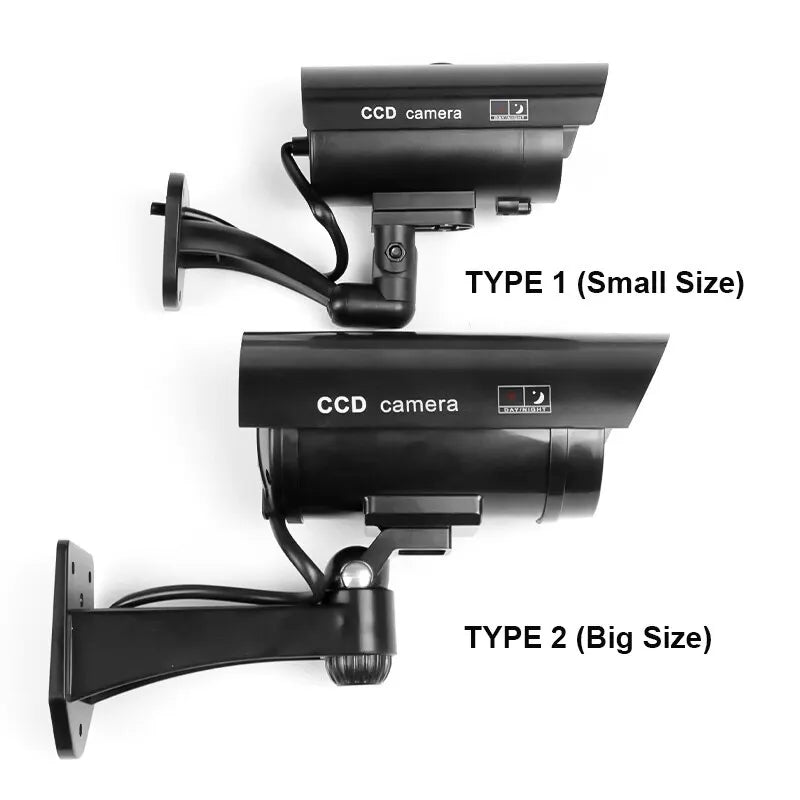 1PC Dummy Security Camera Watreproof Indoor Outdoor Fake CCTV Surveillance System, Red Flashing LED Lights, No Wiring Required