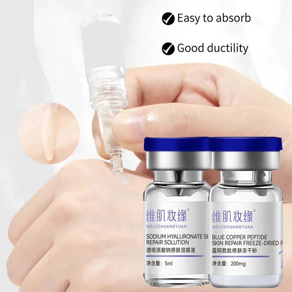 Blue Copper Peptide Freeze Drying Set Freeze-dried Powder, Improve Wrinkle Essence Shrink Pores Acne Treatment Skin Care Set