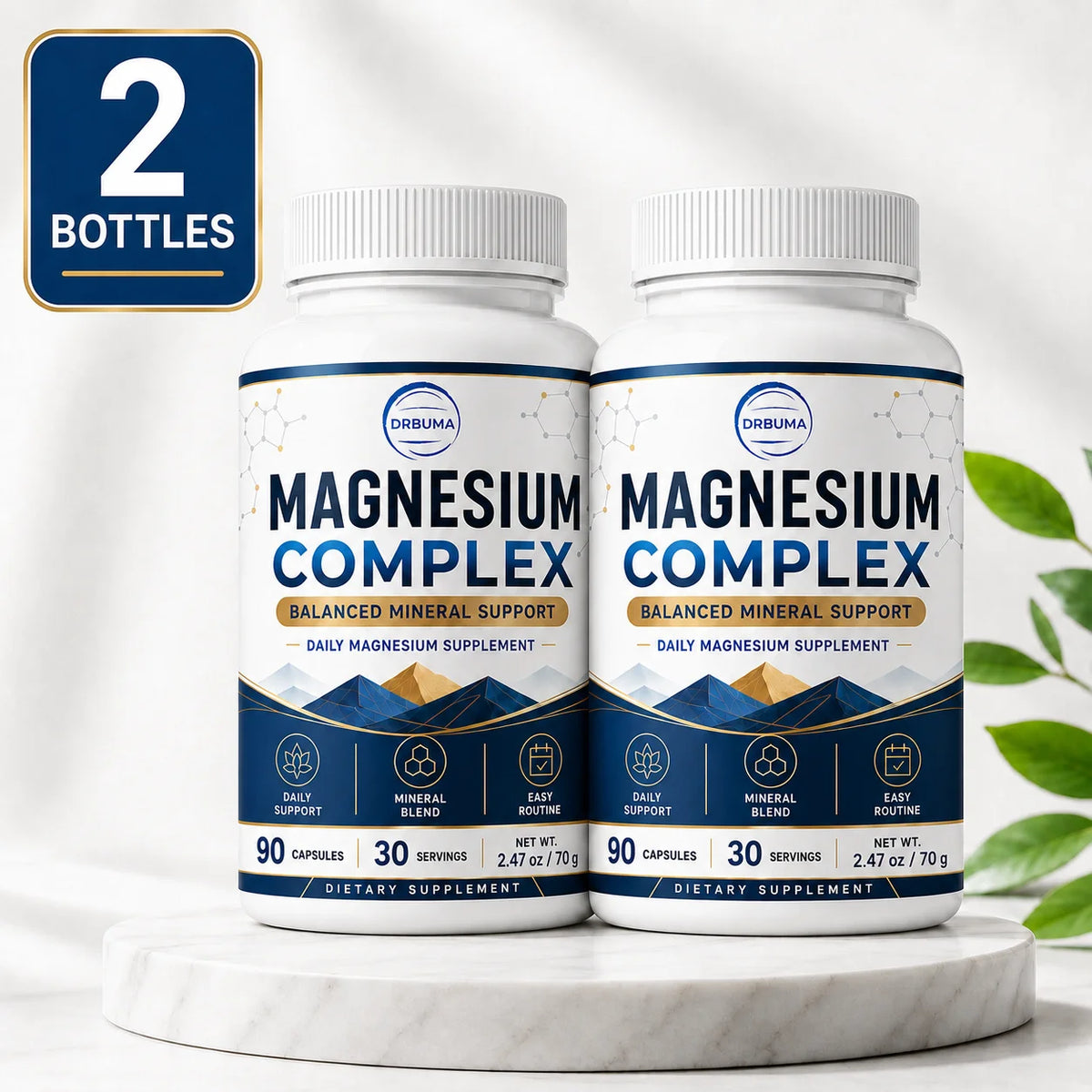 90-Count Magnesium Complex Capsules, Daily Dietary Nutritional Supplement for Adults, Large-Capacity Bottle with 30 Servings, Easy Daily Intake, Easy-to-Swallow Capsules, Ideal Choice for a Healthy Lifestyle