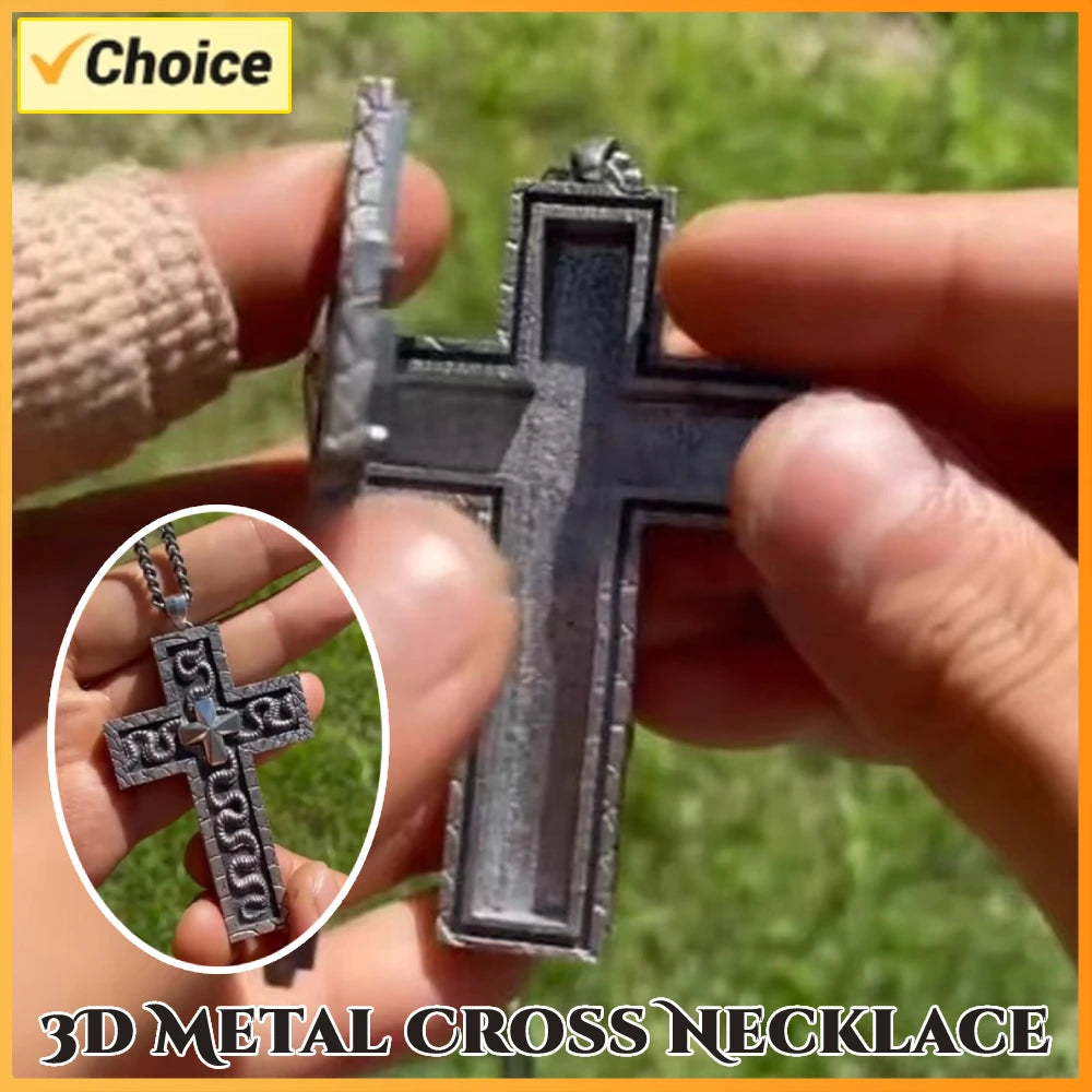 1/2/3PCS 3D Metal Charm Cross Shaped Necklace Pendant Vintage Squid Cross Necklace with Secret Compartment Fashion Jewelry Gifts