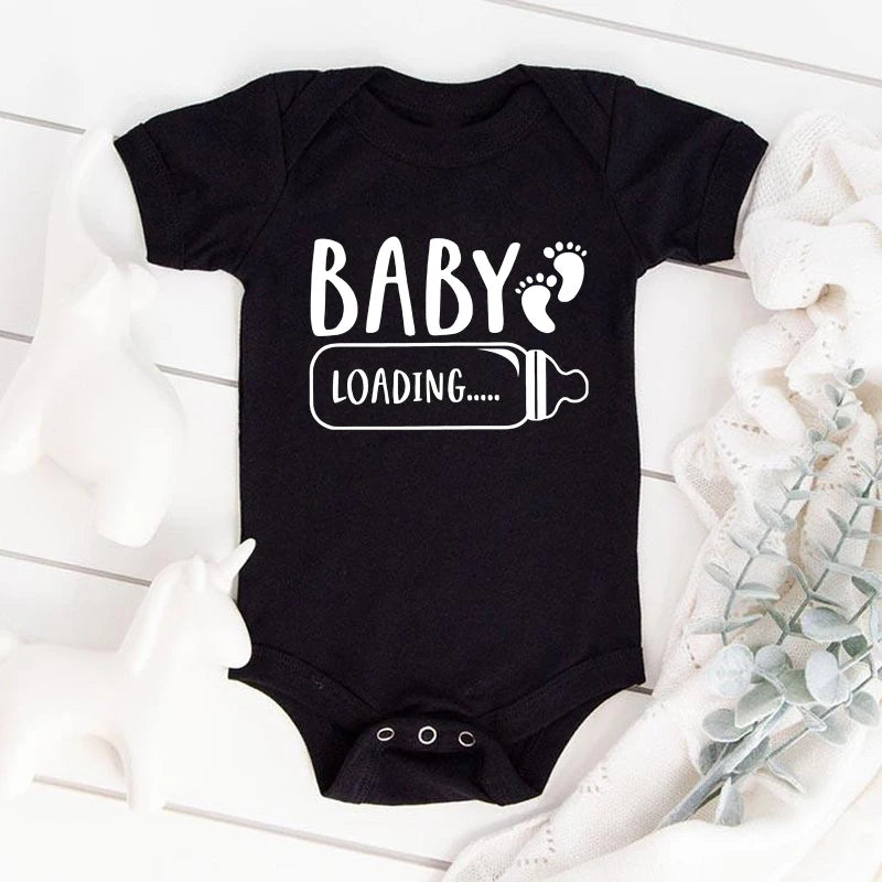 Baby Bottle Print Onesies Funny Casual Home Black Newborn Girl Boy Clothes Short Sleeve Round Neck Summer Infant Outfits