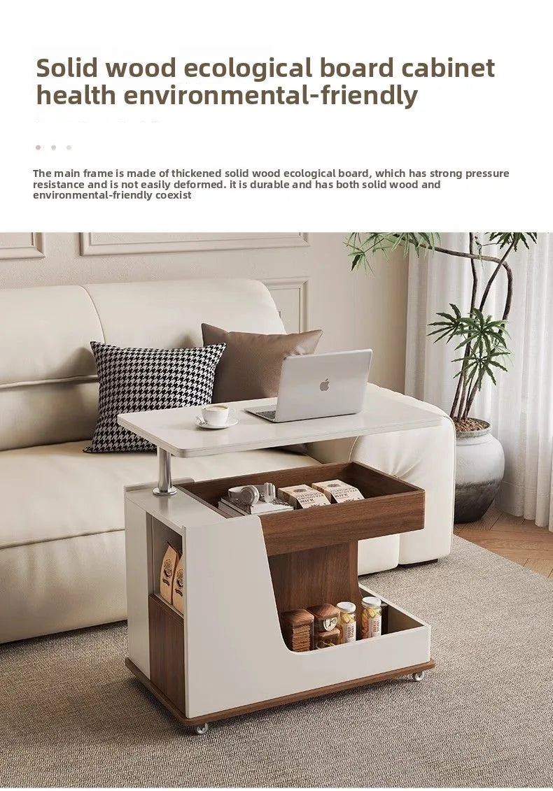 Solid Wood High-End Bedroom Furniture Luxury Modern Slate Multifunctional Side Cabinet Sofa Trolley Lift Capabilities Accessible