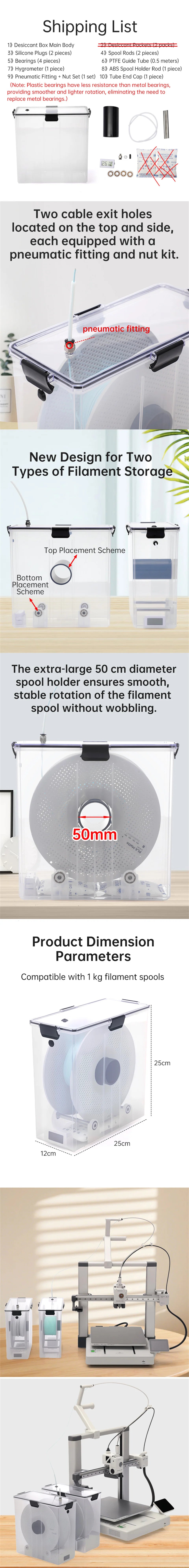 Filament Dryer Box for 3D Printer Parts Upgrade Airtight And Moisture-Resistant for 3D Filament Storages Keep Filaments Dry Boxs