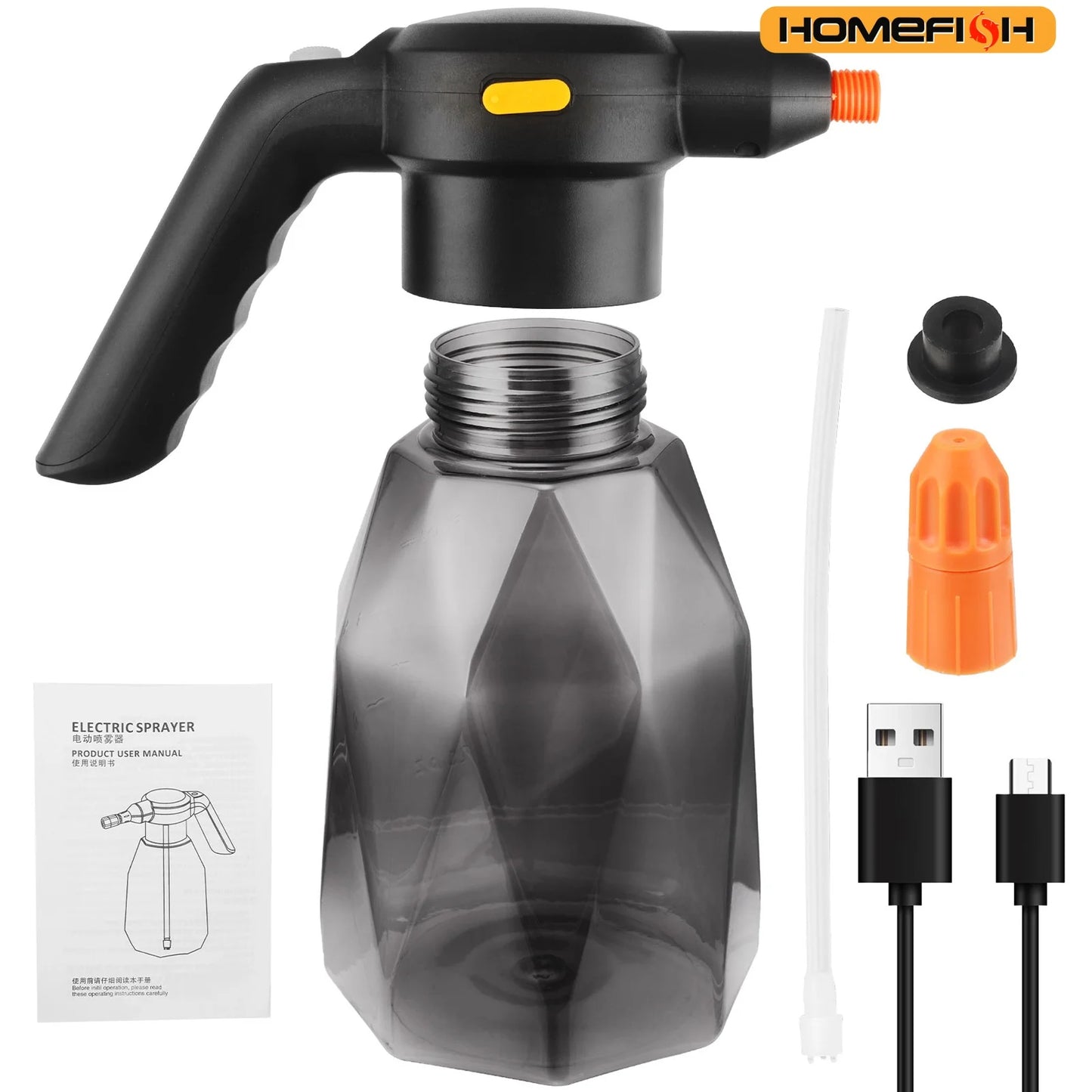 2L Rechargeable Electric Handheld Sprinkler Atomizing Watering Can Water Sprayer for Garden Plants
