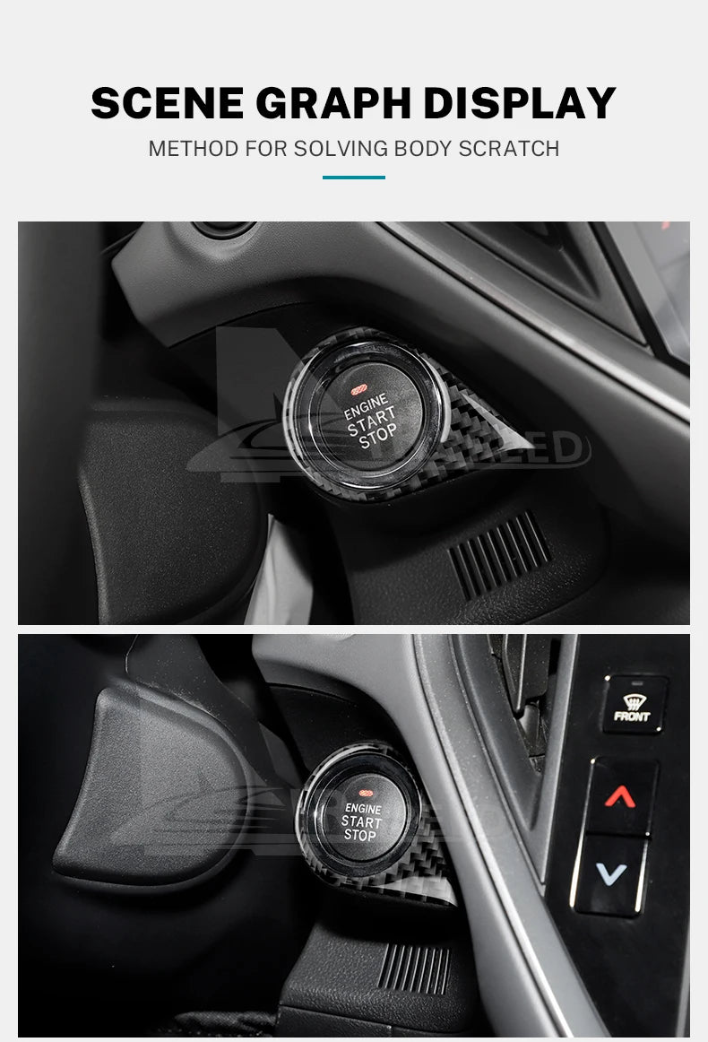 Real Soft Carbon Fiber Sticker For Subaru Crosstrek Impreza 2024 Car Engine Start Stop Button Frame LHD Interior Accessories