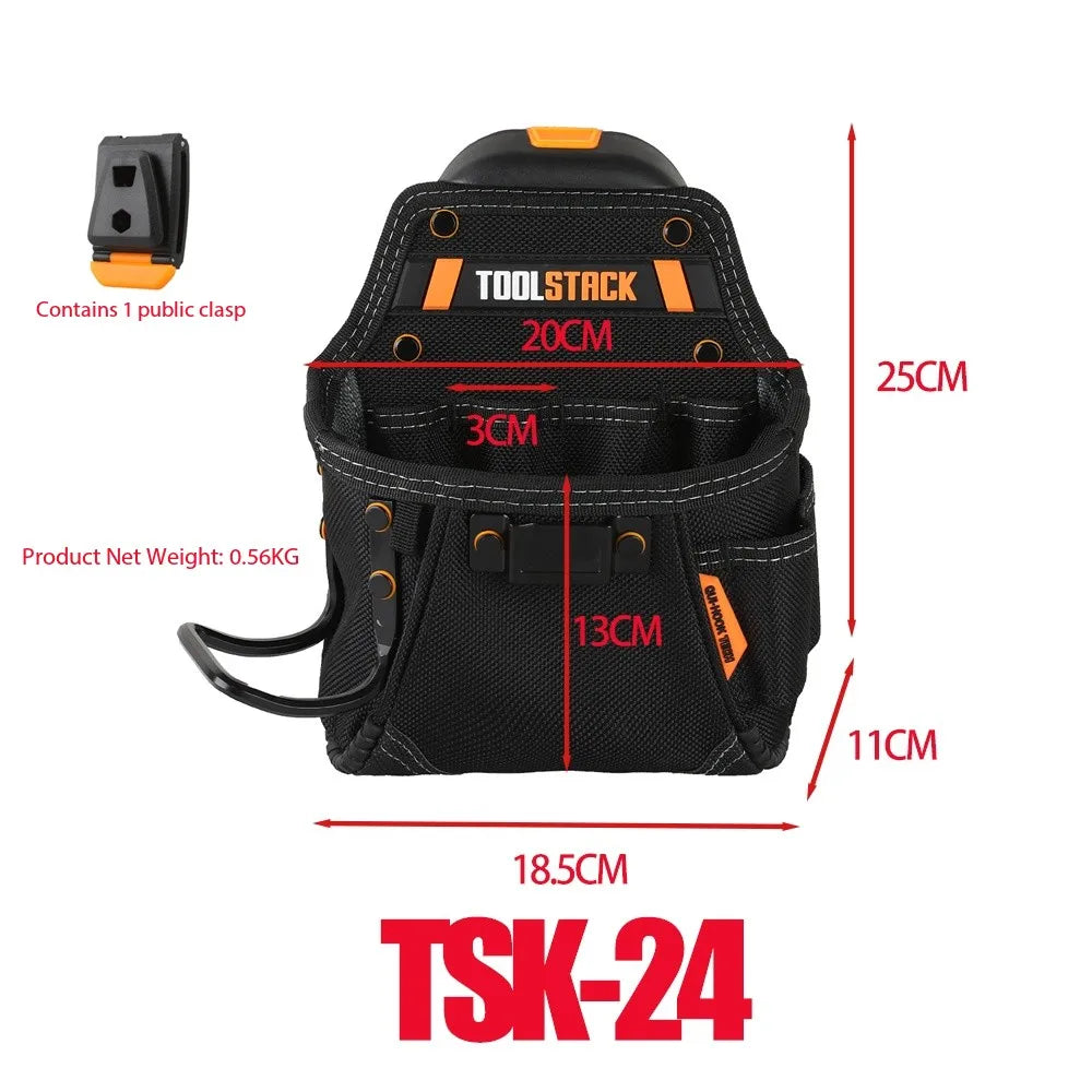 TOOLSTACK TSK-24 Utility Toolkit Hardwear Carpenter Work Tools Bag Storage Quick-Hook Kit Spanner Screwdriver Waist Pouch