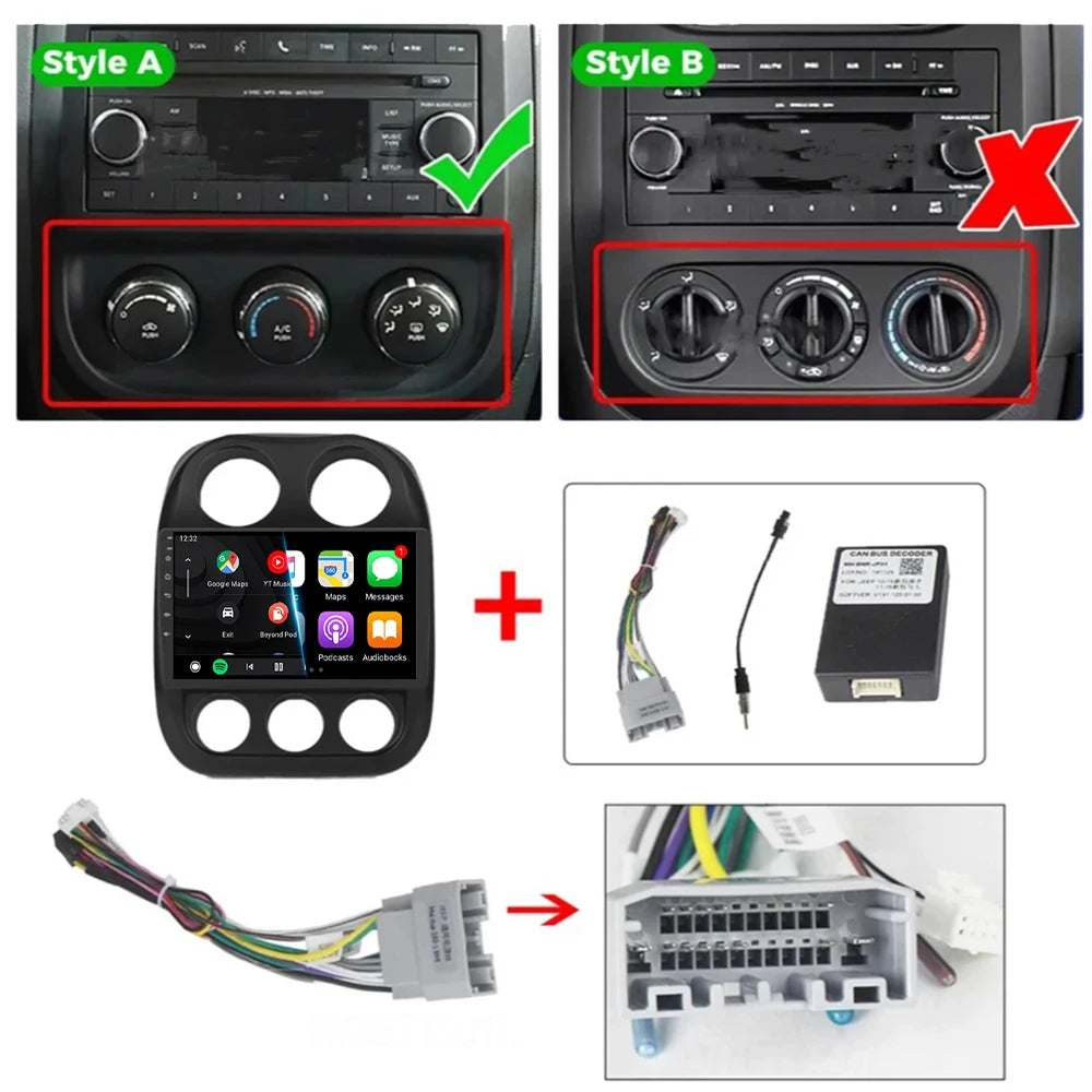Android15 video Player Car Radio For Jeep Compass Patriot 2010 - 2016 Autoradio Stereo 2 Din GPS Navigation Carplay DSP WIFI+4G