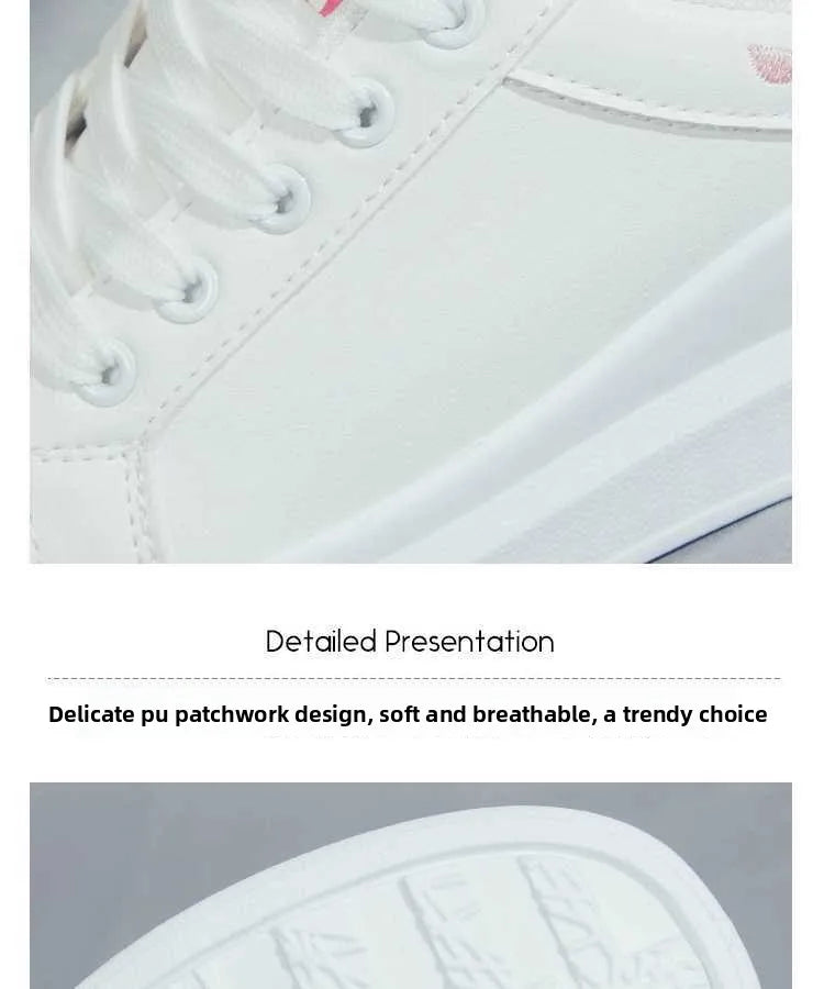 Shoes 2025 Women Running Spring Autumn Fashion White Breathable Embroidered Flower Lace-Up Casual Sneakers Zapatos De Mujer