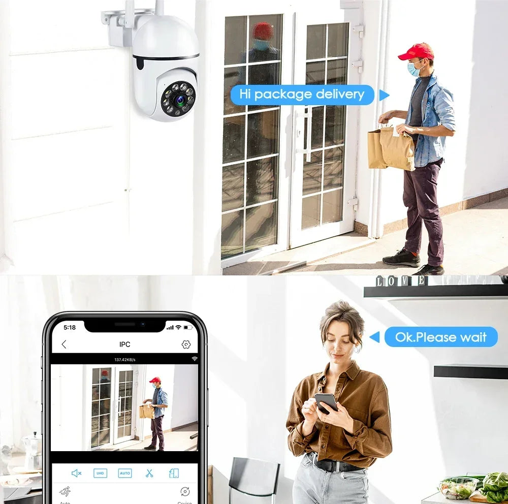 5G Wifi Video Surveillance Camera 5MP CCTV PTZ IP Camera Smart Human Tracking 4X Zoom Night Vision Full Color Outdoor Waterproof