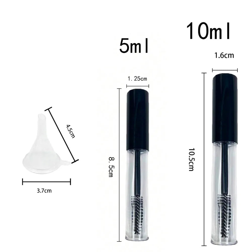 50PCS 5/10ML Protable Empty DIY Mascara Tube with Eyelash Wand Container with Funnels Transfer Pipettes for Travel Wholesale