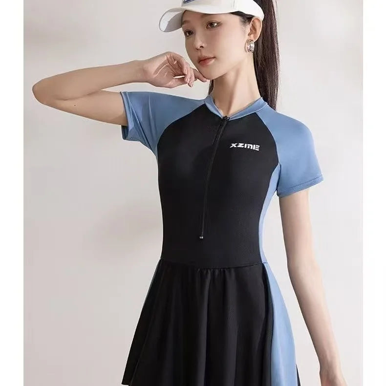 New plus-size one-piece swimsuit for women, casual swimwear, suitable for hot springs and sports.