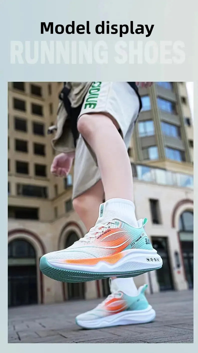 Ice Silk Mesh Sports Shoes Running Shoes Thick Bottom Soft Bottom Breathable Trendy Casual Men's Shoes Comfortable EVA Insole