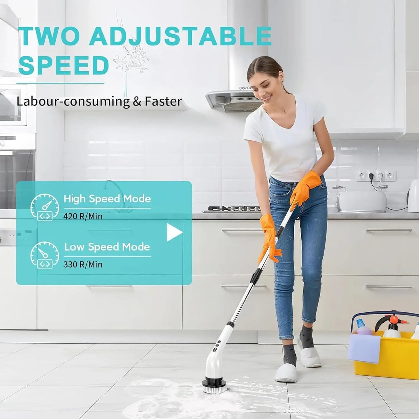 Electric Cleaning Brush with 7PCS Heads Bathroom Kitchen Cordless Handheld Shower Scrubber Spin Cleaner Multifunctional Cleaner