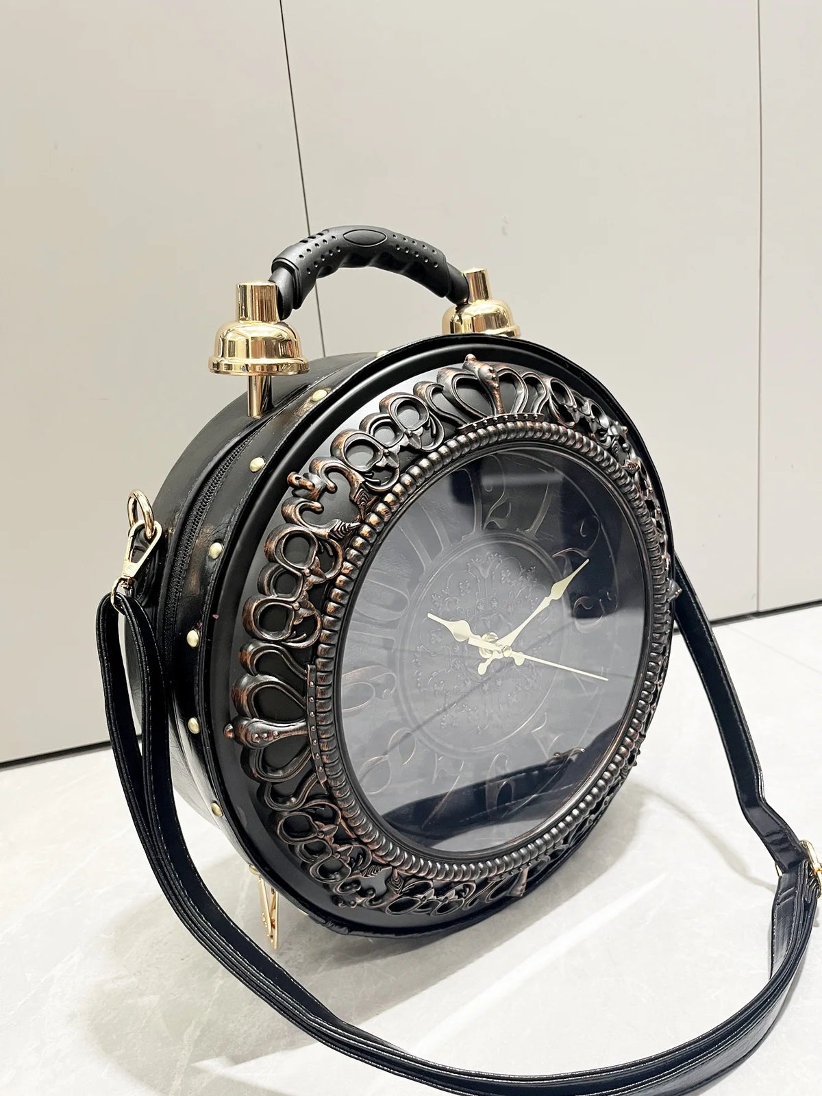 New Trendy Luxury Purses and Handbags for Women Vintage Clock-shaped Bag Round Shoulder Crossbody Tote Bag