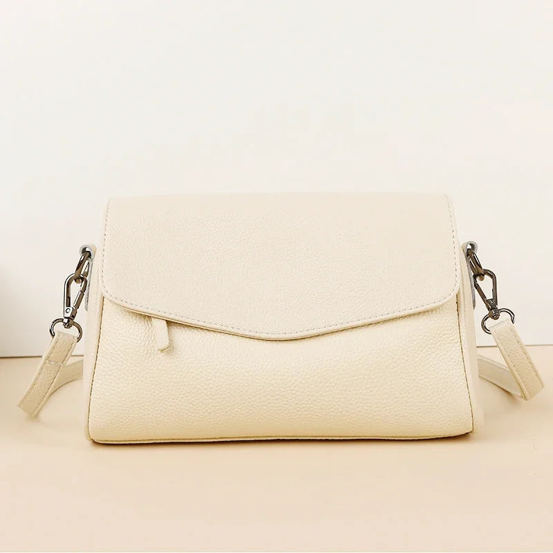 Luxury Solid Color Genuine Leather Ladies Messenger Bag 100% Soft Cowhide Shoulder Crossbody Bags For Women 2026 Female Handbags