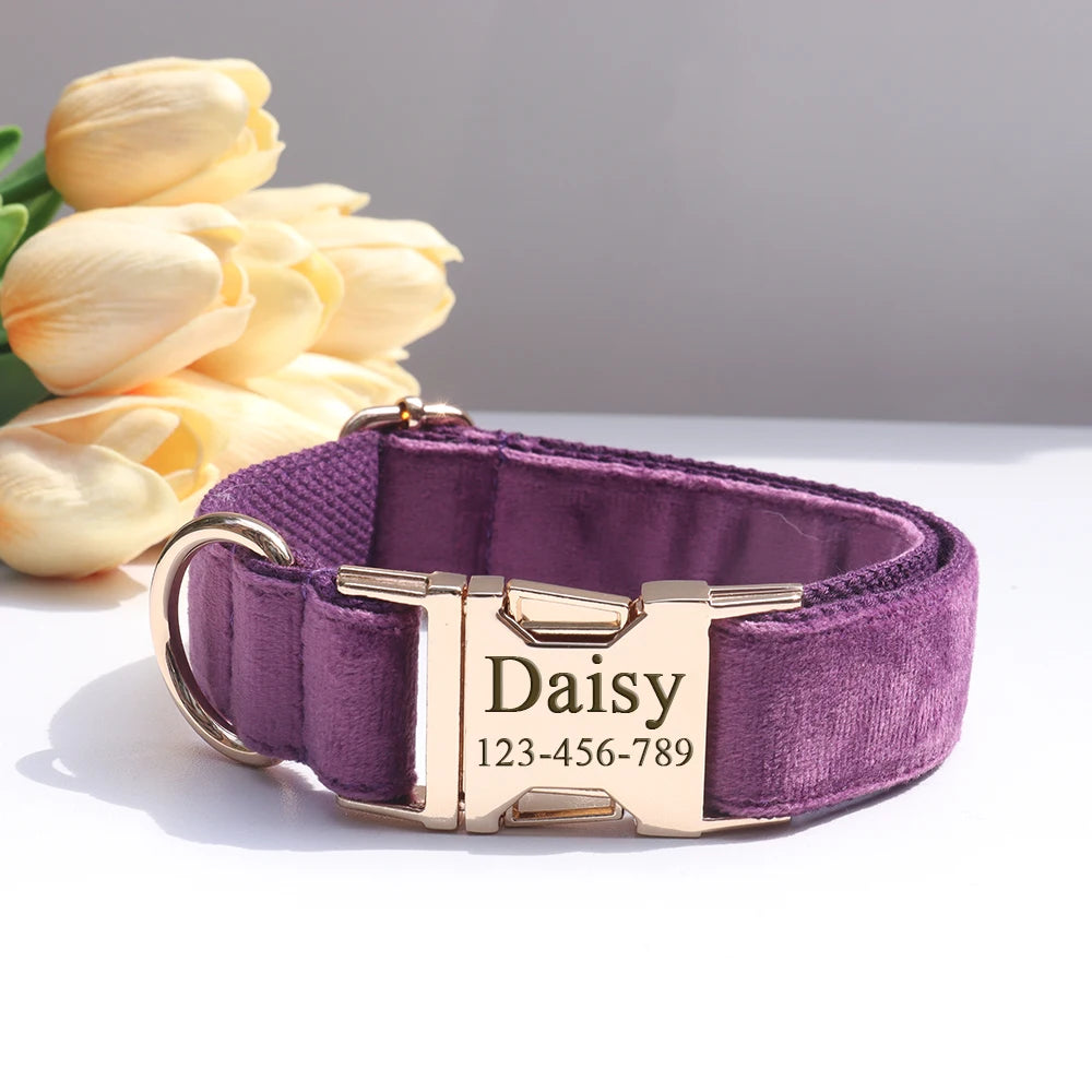 Personalized Dog Collar Bow Set Customized ID Name Tel Engraving Name for Small Medium Large Dogs Adjustable Dog Leash